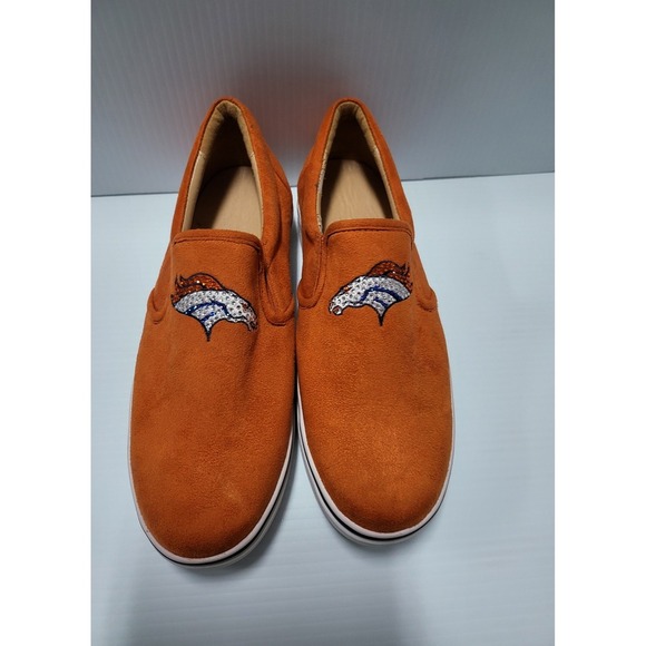 Denver Broncos Slip On Shoes Orange Team Logo Casual Sneakers - Picture 4 of 8